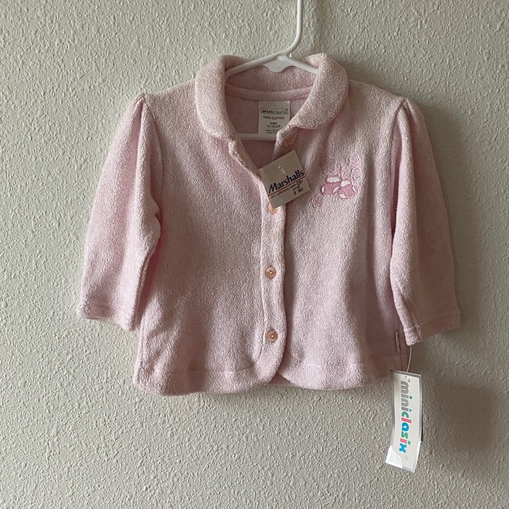 Vintage Mini Classix Pink Plush Button-Up Kids Jacket